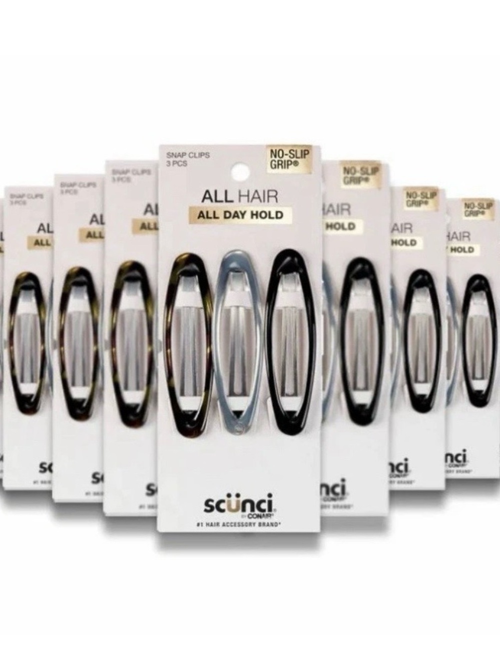 scunci Black & Silver All Hair No-Slip Snap Clips Pack of 2
